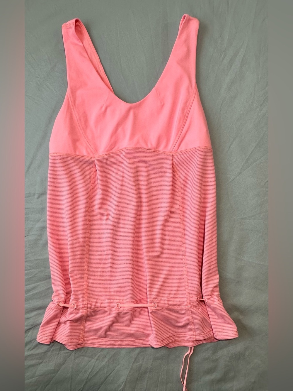 Lululemon Pink Tank Top | Size 6 Drawstring Hem Built-in Bra X-Static Silver